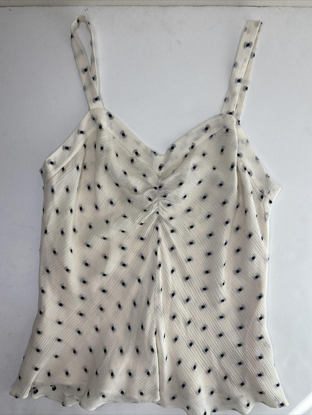 Anne Klein Women's size 4 white shirt black polka Dot Print Camisole